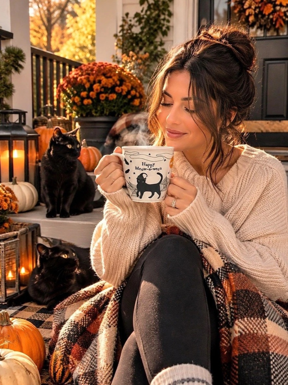 Milly Green Happy Meow-a-ween mug Halloween Cat Mug